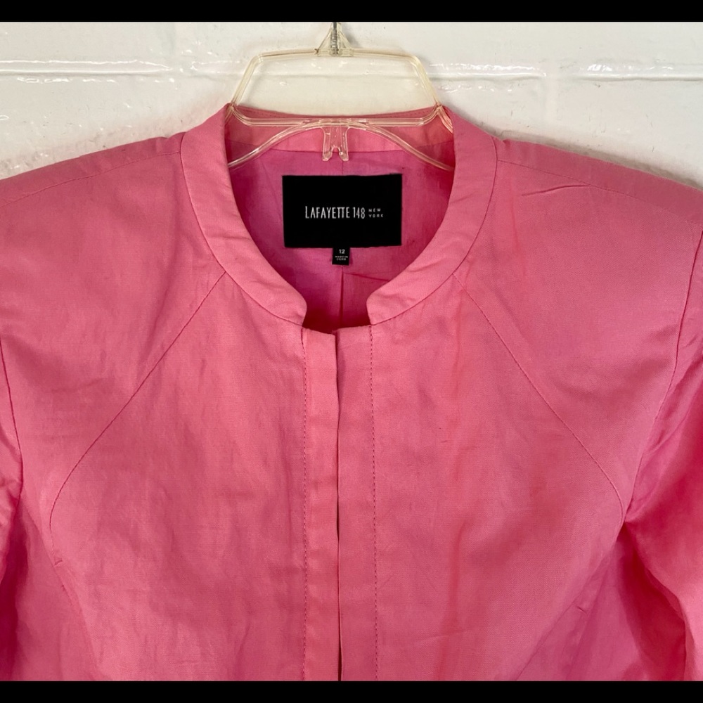LAFAYETTE 148 New York BARBIE Pink zip front jacket, size 12, EUC - Picture 2 of 12
